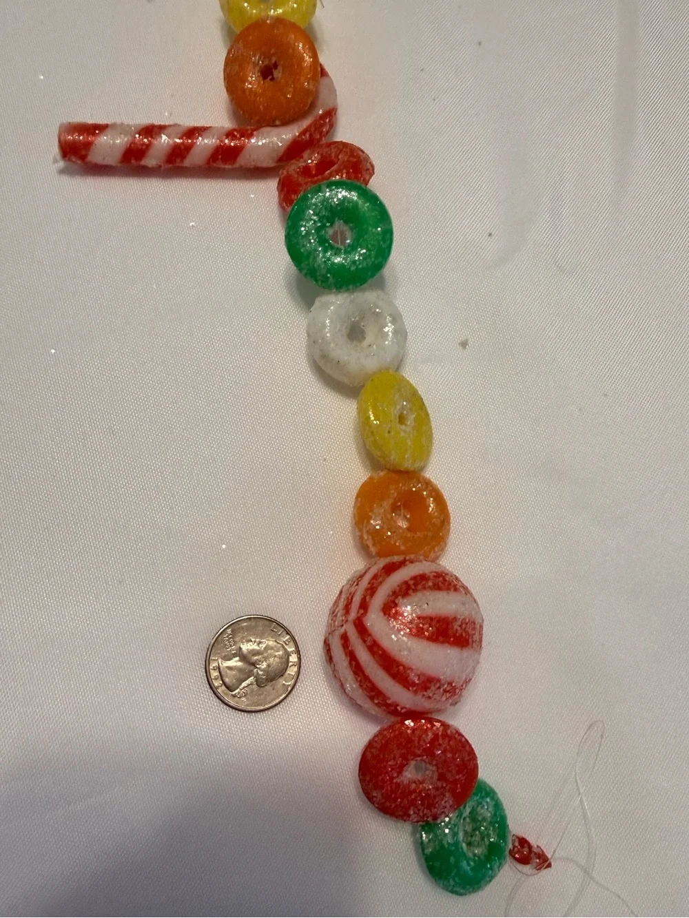 2-Vintage Christmas candy blow mold sugared garland. 9' 1/new 1/used